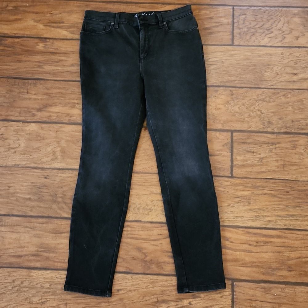 Gloria Vanderbilt All-Around Slimming Effect black denim jeans women's size 8